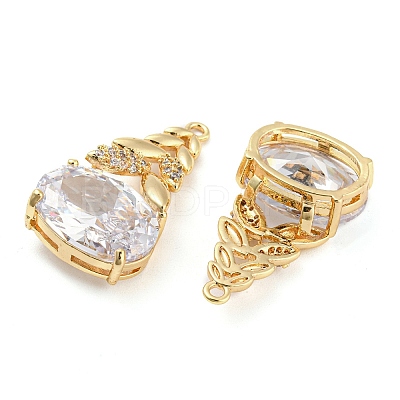 Brass Micro Cubic Zirconia Pendants KK-Q789-29G-1