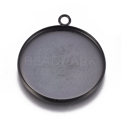 304 Stainless Steel Pendant Cabochon Settings STAS-G127-13-25mm-B-1