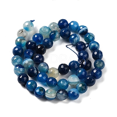 Natural Striped Agate/Banded Agate Beads Strands G-A246-8mm-07-1