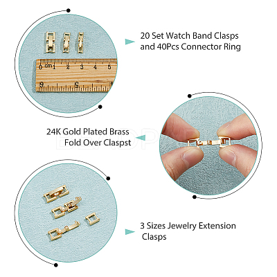 12Pcs 3 Styles Eco-Friendly Brass Watch Band Clasps KK-DC0003-98-1