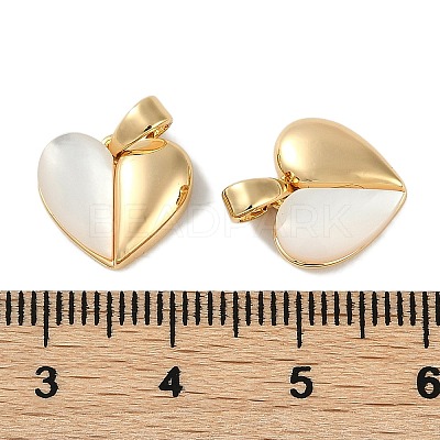 Brass Pave Natural Shell Heart Charms KK-P283-07G-1