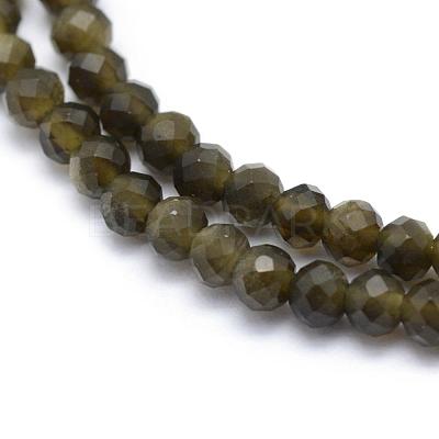Natural Golden Sheen Obsidian Beads Strand G-E411-34-3mm-1
