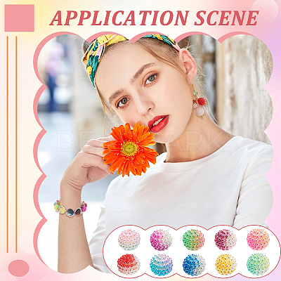 400Pcs 10 Colors Gradient Color Resin Imitation Pearl Beads RESI-NB0002-02-1