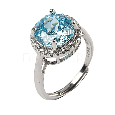 925 Sterling Silver Micro Pave Cubic Zirconia Finger Rings RJEW-B134-01B-06-1