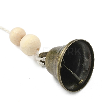 Iron Bell & Alloy Flat Round with Star Pattern Charm Hanging Ornaments HJEW-JM02470-1