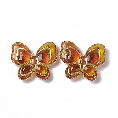 Golden Metal Enlaced Acrylic Beads OACR-H019-14-1