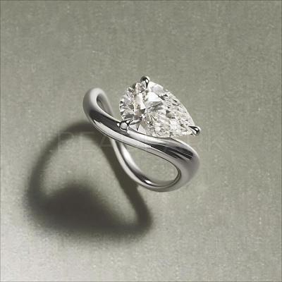 Brass Pave Single Cubic Zirconia Finger Rings for Women ZK8046-6-1
