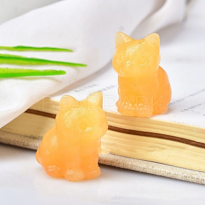 Natural Calcite Carved Healing Cat Figurines PW-WG98432-02-1