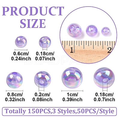 150Pcs 3 Styles Transparent Acrylic Beads MACR-YW0003-96D-1