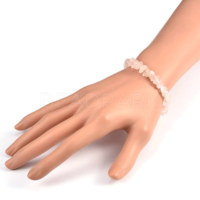 Chips Natural Rose Quartz Beaded Stretch Bracelets BJEW-JB01826-02-1