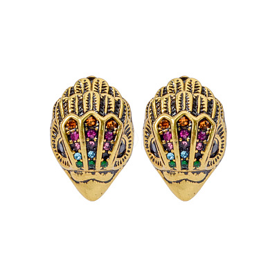 Bird Head Brass Micro Pave Cubic Zirconia Stud Earrings FS-WGB6FCA-03-1