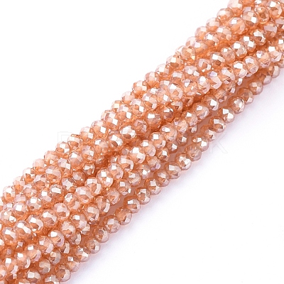 Electroplate Glass Beads Strands X-EGLA-F149-PL-02-1