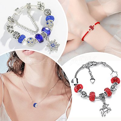 120Pcs 3 Colors Polymer Clay Rhinestone European Large Hole Beads with Silver Color Plated Brass Cores FPDL-LT0001-01A-1