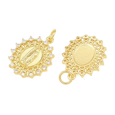 Brass Micro Pave Clear Cubic Zirconia Pendants CU-CBAB3AD-03G-03-1