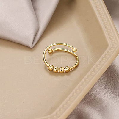 201 Stainless Steel Round Beaded Spinner Rings WG5F549-02-1
