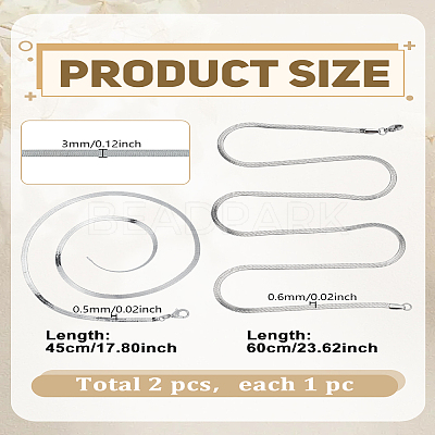 1Pc 3MM Stainless Steel Flat Snake Chain Necklaces NJEW-LP0007-06-1