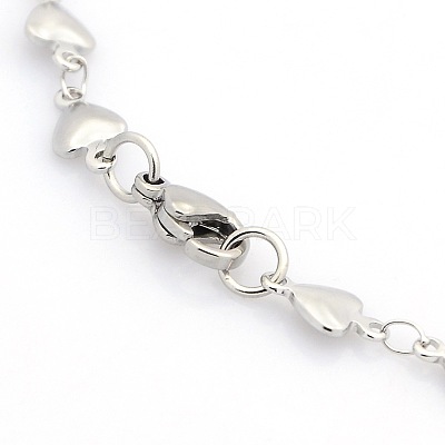 Tarnish Resistant Casual Style 304 Stainless Steel Heart Link Chain Bracelets STAS-O036-05P-1