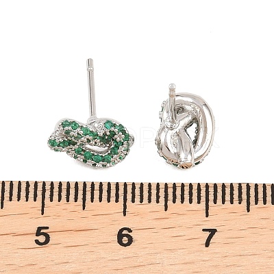 knot Brass Micro Pave Cubic Zirconia Stud Earrings EJEW-C174-01P-1
