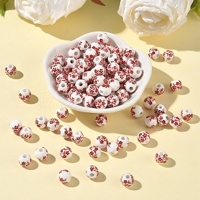 Floral Printed Porcelain Beads PORC-M531-2-1