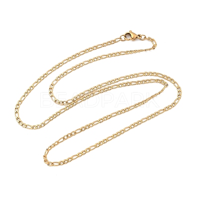 Ion Plating(IP) 304 Stainless Steel Figaro Chain Necklaces STAS-K168-01G-1
