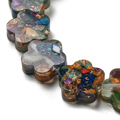 Dyed Natural Imperial Jasper with Resin Beads Strands G-G083-G05-01-1