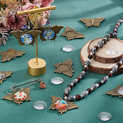 DIY Dome Alloy Butterfly Pendant Jewelry Making Kits DIY-PH0023-39AB-1
