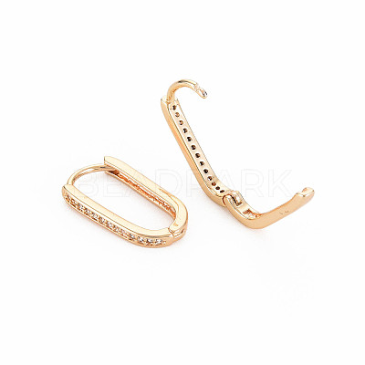 Clear Cubic Zirconia Oval Hoop Earrings KK-S364-280-1