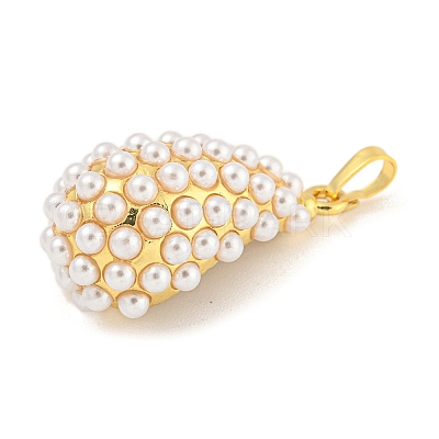Rack Plating Brass & ABS Plastic Imitation Pearl Pendants KK-N255-03B-G-RS-1