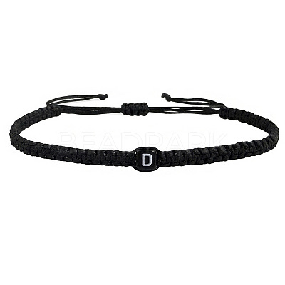 Adjustable Handmade Woven Waxed Cord Braided Bracelets with Acrylic Letter Beads LS-OI4298-4-1