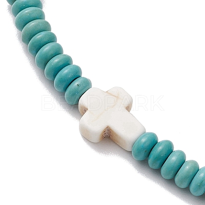 Synthetic Turquoise Beads Stretch Bracelets for Women Men BJEW-JB11293-01-1