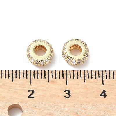 Brass Micro Pave Cubic Zirconia European Beads KK-A254-03A-G-1