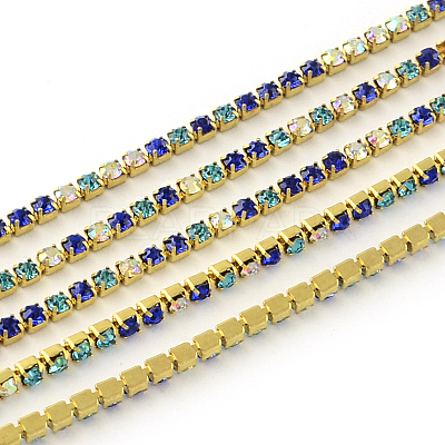 Nickel Free Raw(Unplated) Brass Rhinestone Strass Chains CHC-R119-S6-10C-1-1