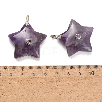 Natural Amethyst Pendants G-Z157-01G-A02-1