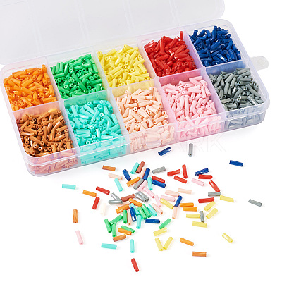 80G 10 Colors Baking Paint Glass Twist Bugle Beads SEED-TA0001-47-1