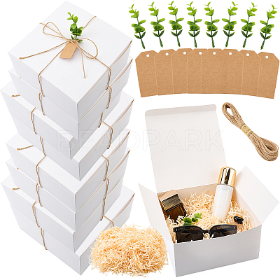 8Pcs Square Folding Kraft Paper Mailer Boxes CON-CP0001-018A-1