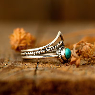 Alloy and Synthetic Turquoise Finger Rings FS-WG19095-03-1