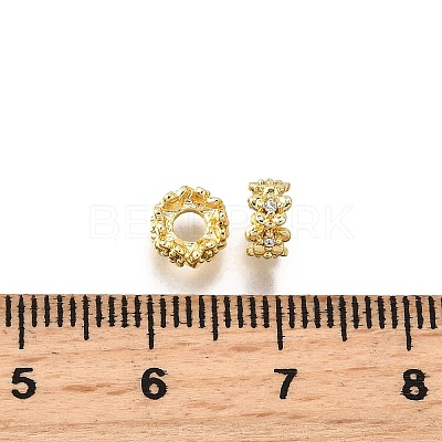 Brass Micro Pave Cubic Zirconia Beads KK-C106-25B-G-1