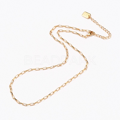 Brass Paperclip Chain Necklaces NJEW-H206-02G-1