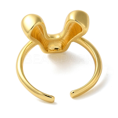 Initials Brass Open Cuff Ring for Women RJEW-N046-02V-G-1
