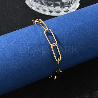 Simple 304 Stainless Steel Paperclip Chains Bracelets for Summer Beach PM6439-9-1