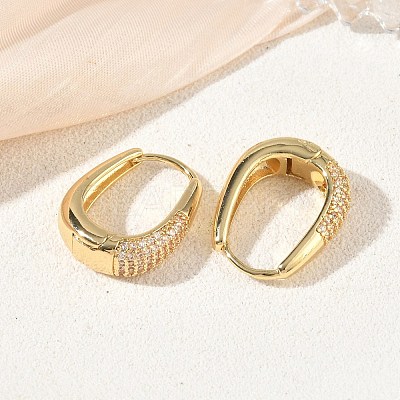 Brass Micro Pave Cubic Zirconia Hoop Earrings KK-CBA30C7-01G-1