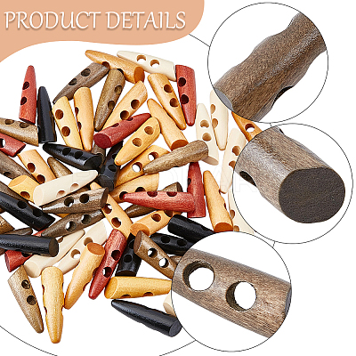 70Pcs 7 Colors 2-Hole Wood Buttons BUTT-GF0004-20-1
