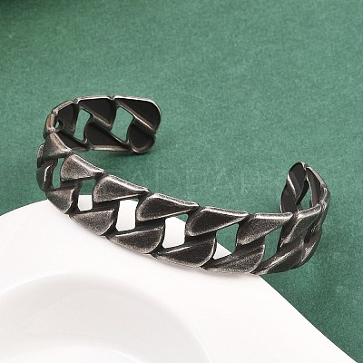 316 Surgical Stainless Steel Curb Chain Cuff Bangles BJEW-C125-08AS-1