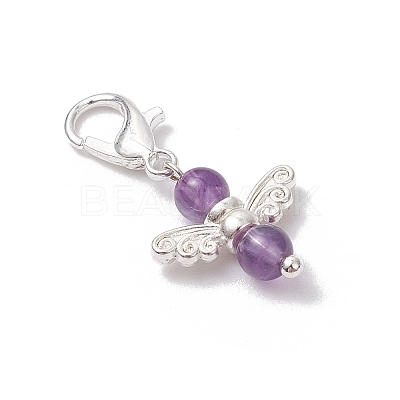 10Pcs 10 Styles Angel Natural & Synthetic Mixed Gemstone Pendant Decorations HJEW-JM03143-01-1