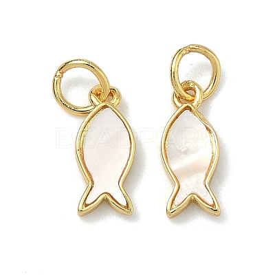 Natural White Shell Fish Charms KK-F926-04B-1