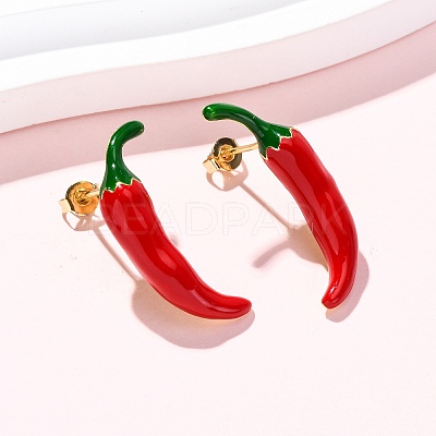 Brass Enamel Stud Earrings EJEW-F390-01G-1