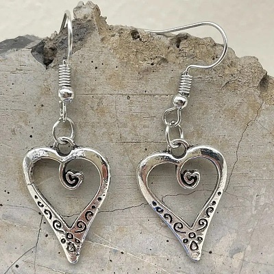 Heart Alloy Pendant Necklaces & Dangle Earrings Sets for Women FS-WGFD789-01-1