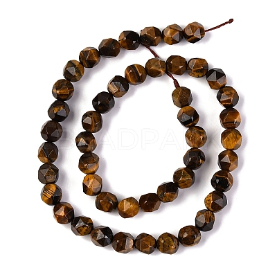 Faceted Natural Tiger Eye Beads Strands G-K066-01-8mm-1