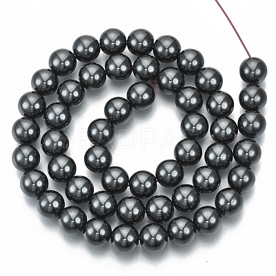 Non-magnetic Synthetic Hematite Beads Strands G-Q892-8mm-1