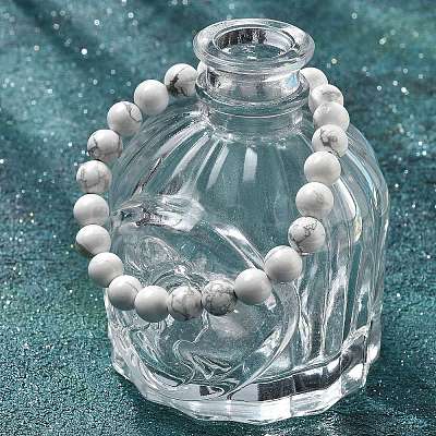 Natural Howlite Beaded Stretch Bracelets BJEW-Q692-42-8mm-1